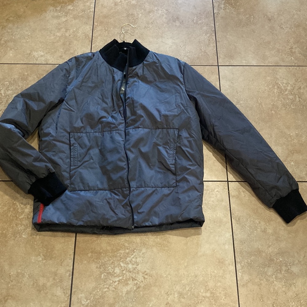 Prada Nylon Bomber Jacket dark gray
